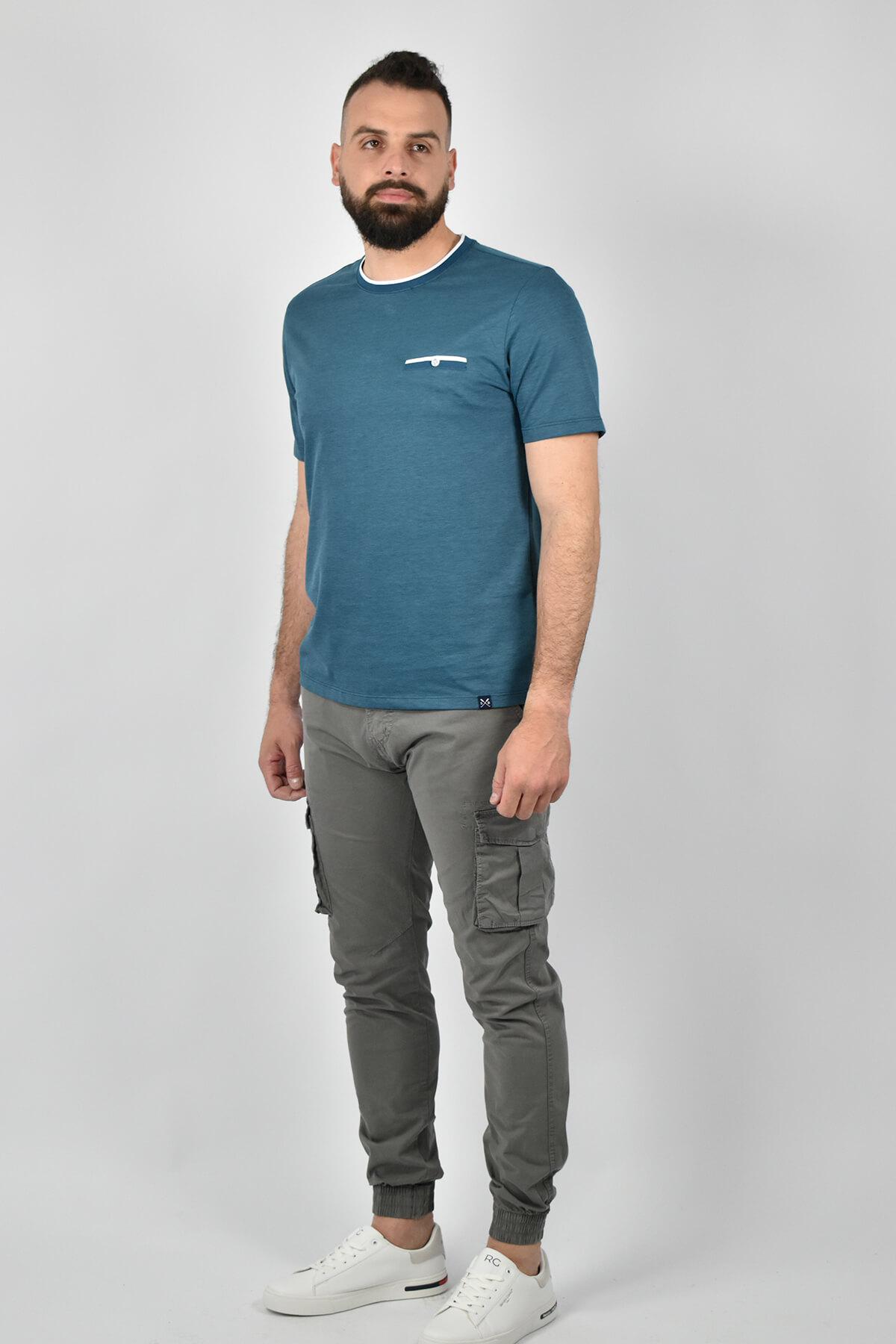 Shutton Blue T-shirt Με Δίχρωμη Τσέπη