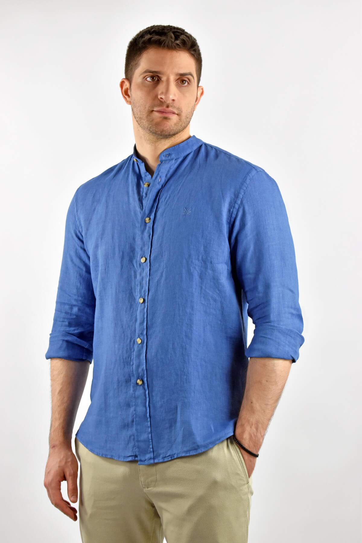 Shutton Blue Fine Linen Shirt Caballero